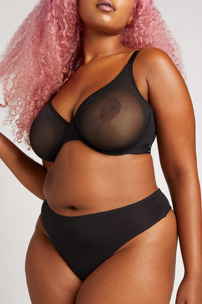Cloud Cotton Thong in Black (Pack)