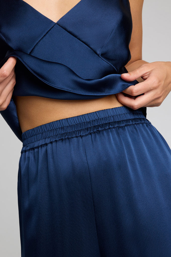 Eclipse Washable Silk Track Pant in Navy