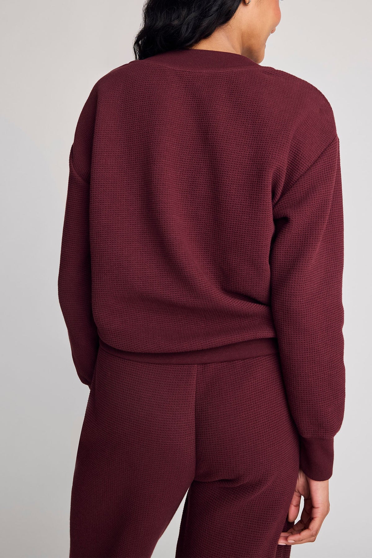 Waffle Knit Deep V in Garnet