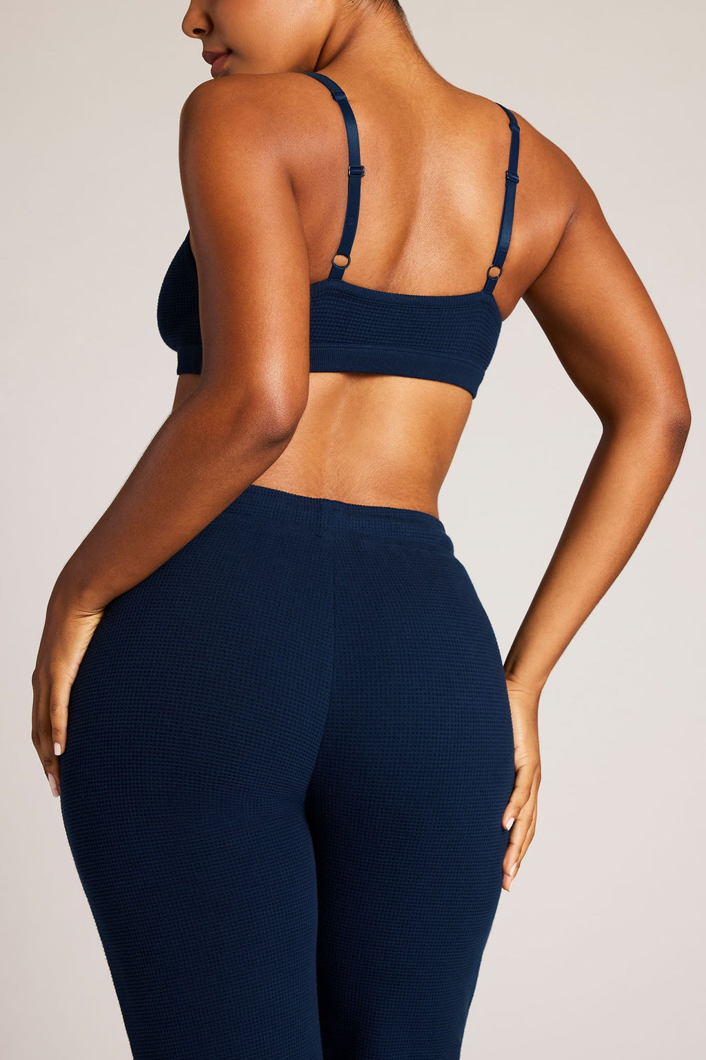 Waffle Knit Lounge Bralette in Navy