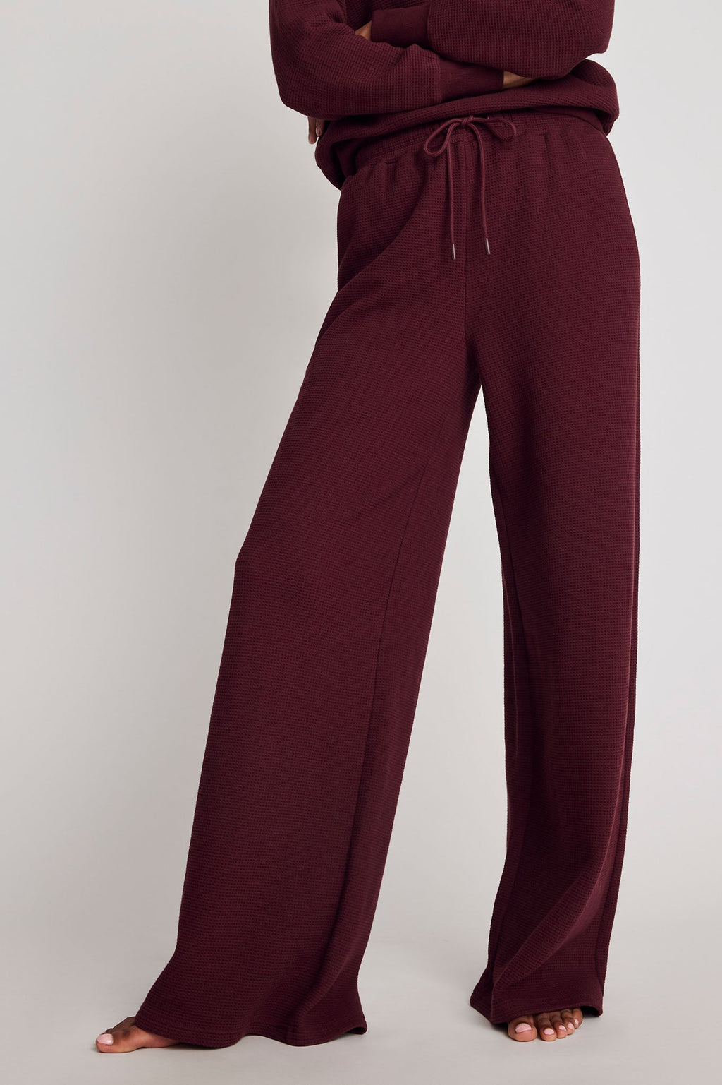 Waffle Knit Track Pant in Garnet