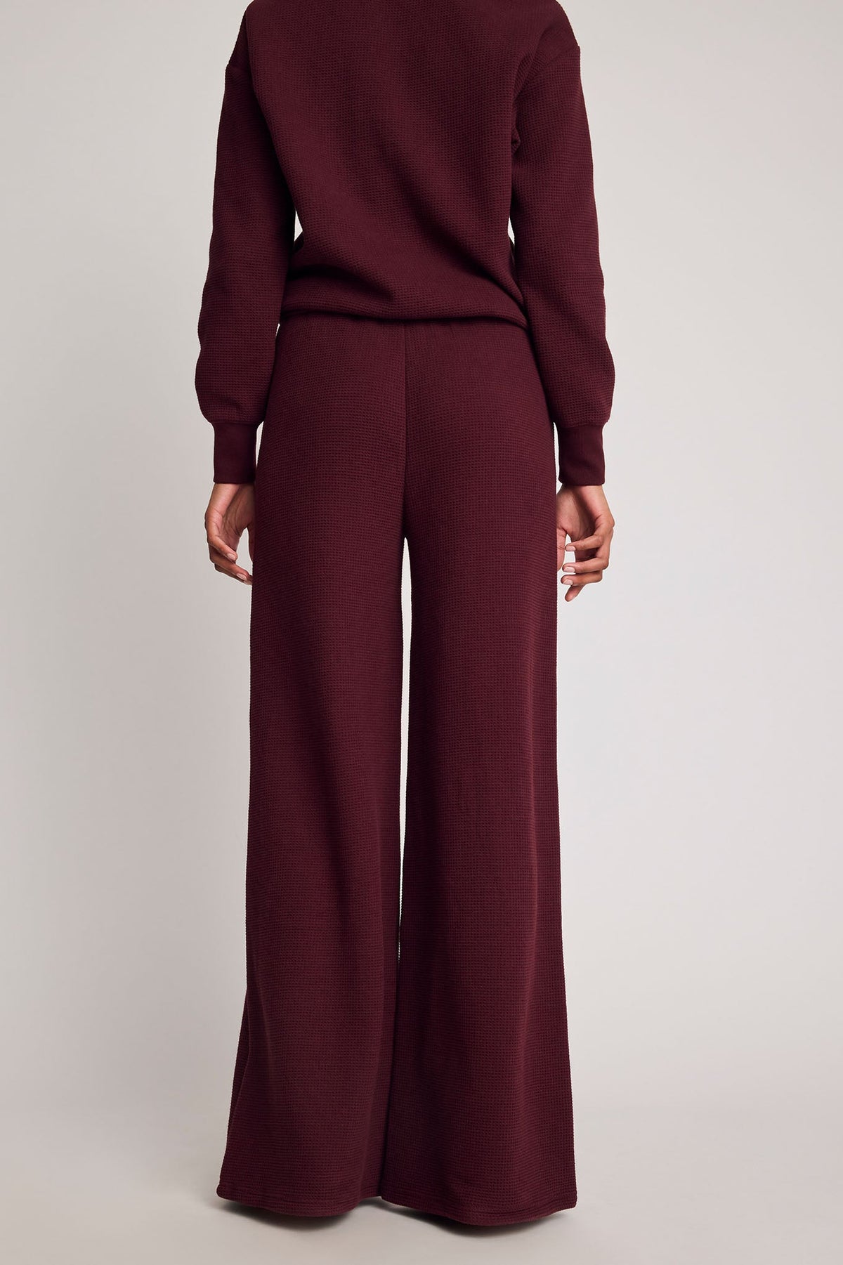 Waffle Knit Track Pant in Garnet