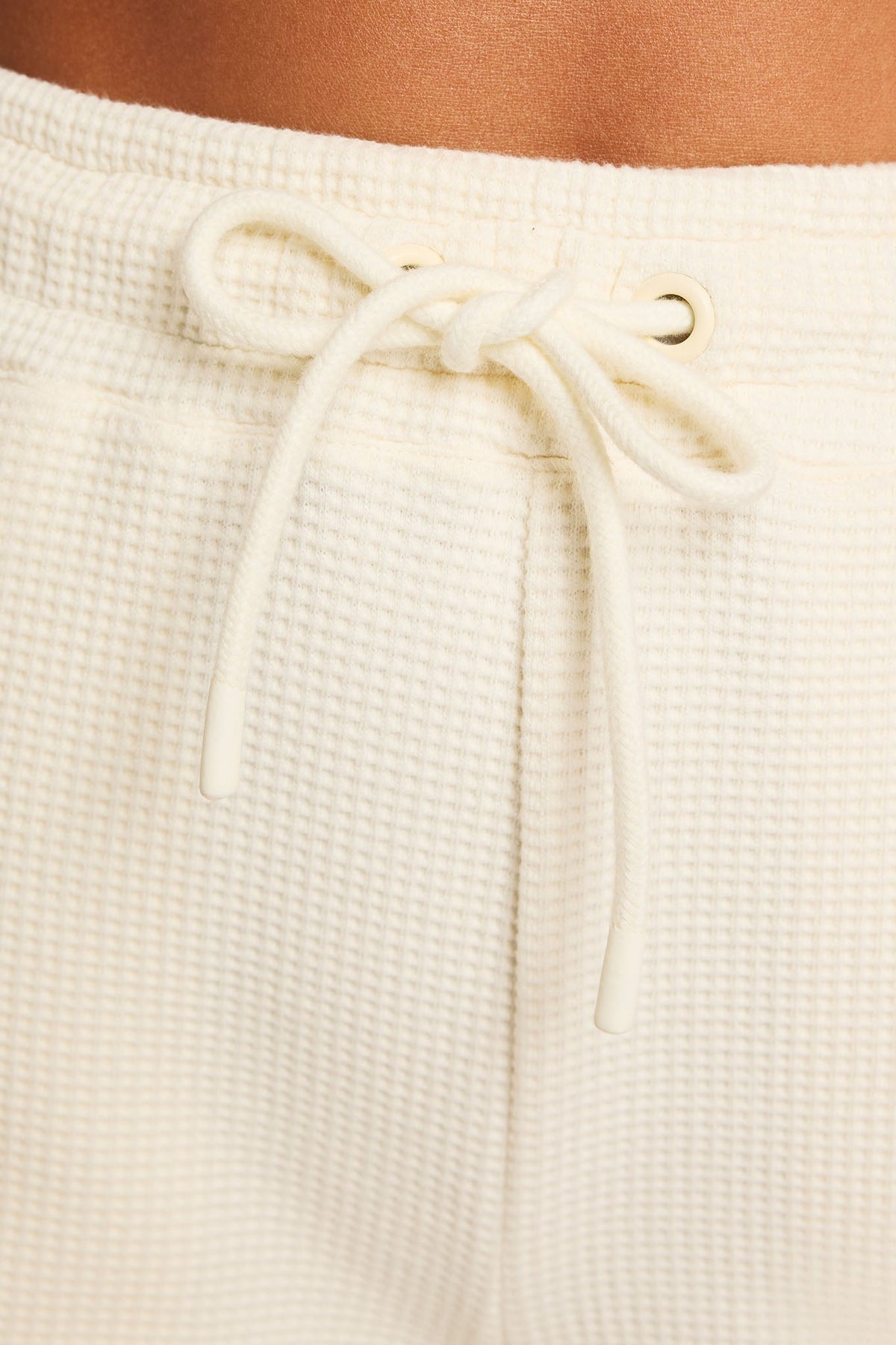 Waffle Knit Track Pant in Cream