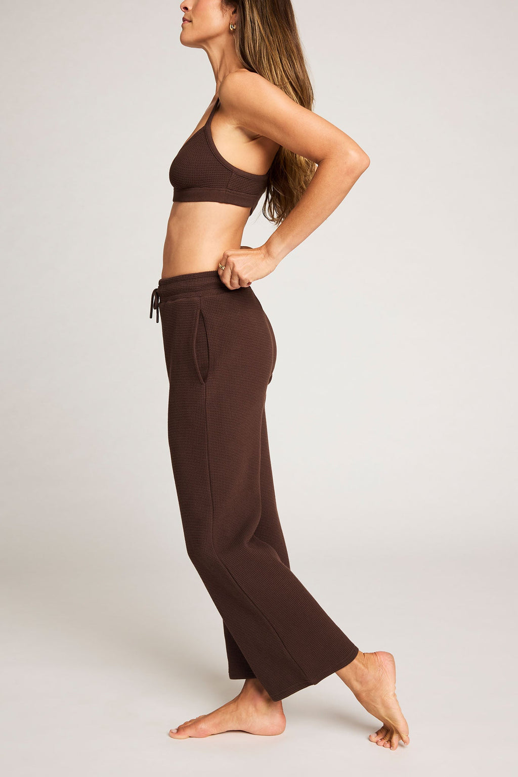 Waffle Knit Lounge Bralette in Espresso