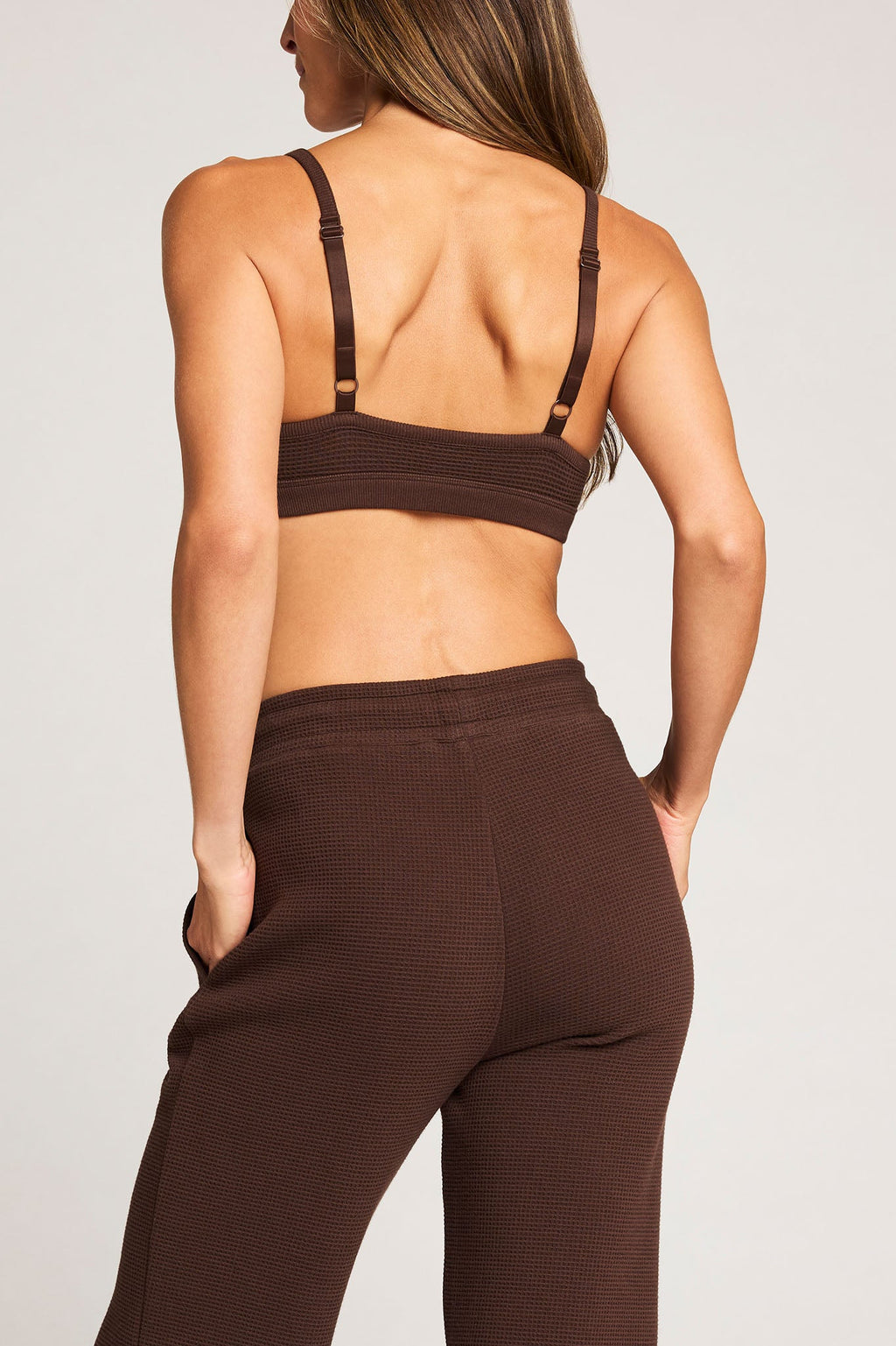 Waffle Knit Lounge Bralette in Espresso