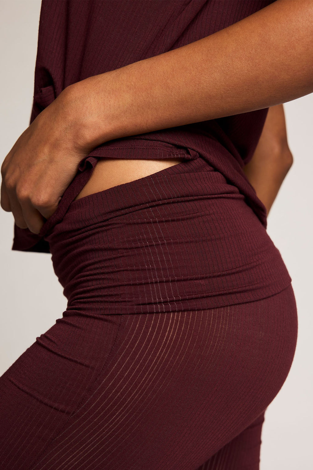 Whipped Roll Down Pant in Garnet