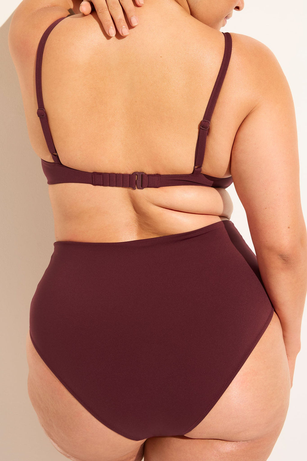 Swim High Waist Bottom in Garnet