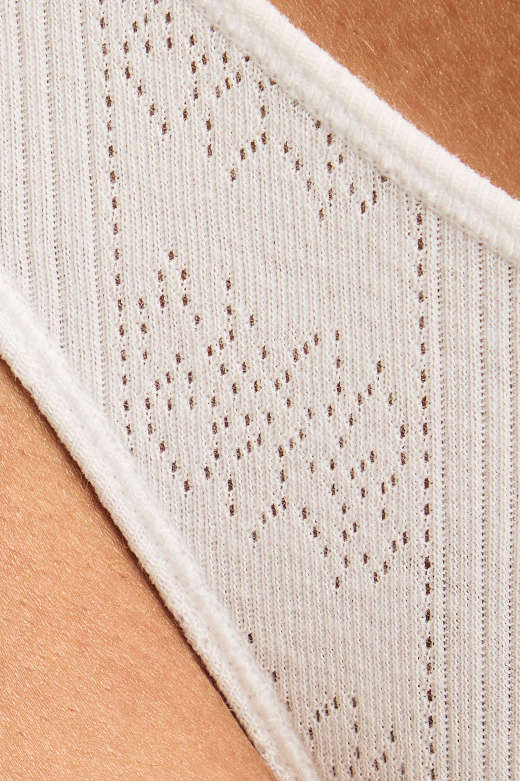 Pointelle Dipped Thong in White